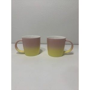 ROOT7 Flamingo Yellow & Pink Gradient Ombre Finish Bone China Mug Cup Set Of Two